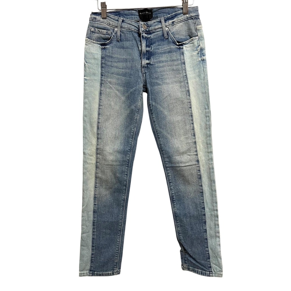 Black Orchid Skinny Jeans Women 25 Blue Two Tone Colorblock Panelled Denim Pants